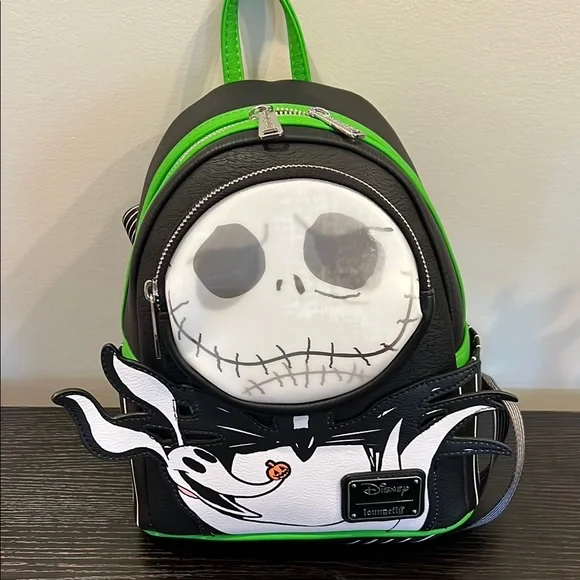 Loungefly Black and Green Jack Skellington Backpack Loungefly Disney Nightmare Before Christmas Mini Backpack  main image 3
